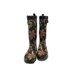CAPELLI New York Womens Floral Knee High Rain Boots - Size 7